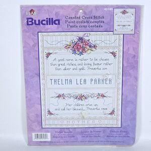 Bucilla Counted Cross Stitch 43185 Mothers Proverbs Floral Sampler Jane Chandler
